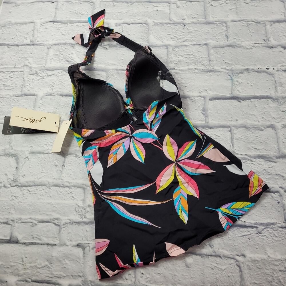 NWT Profile b Gottex Tropical Paparazzi Floral Black Multicolor Tankini Top sz 6 - Picture 4 of 16